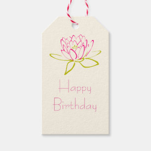 Happy Birthday Lotus Blume / Wasserlilie Geschenkanhänger