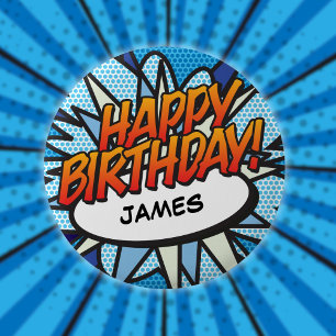 HAPPY BIRTHDAY Lustige moderne Comic-Serie Button