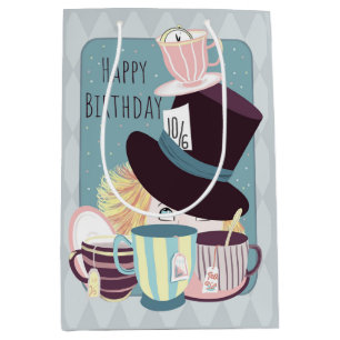 Happy Birthday Mad Hatter Tea Party Mittlere Geschenktüte