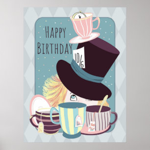 Happy Birthday Mad Hatter Tea Party Poster