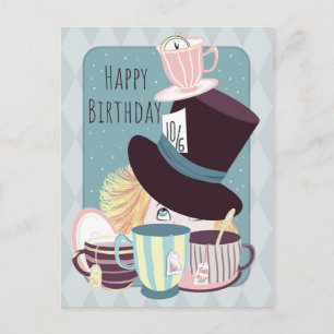 Happy Birthday Mad Hatter Tea Party Postkarte