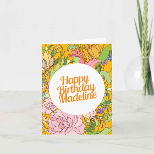 Happy Birthday Madeline | Floral Birthday Card Karte (Vorderseite)