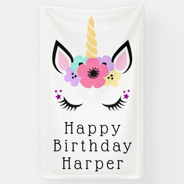 Happy Birthday | Magisches Einhorn Banner (Vertikal)