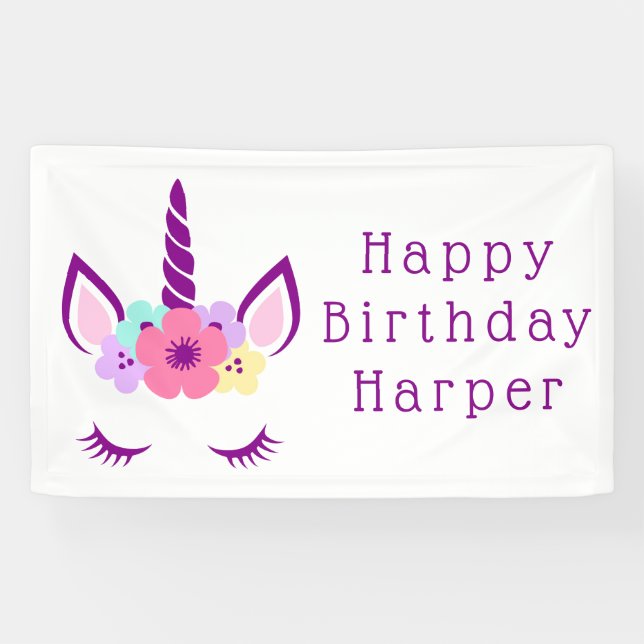 Happy Birthday | Magisches Einhorn Banner (Horizontal)