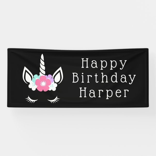 Happy Birthday | Magisches Einhorn Banner (Horizontal)