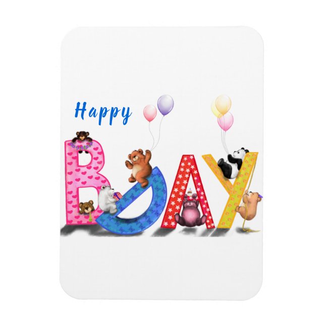 Happy Birthday Magnet Baby Bears Party (Vertikal)