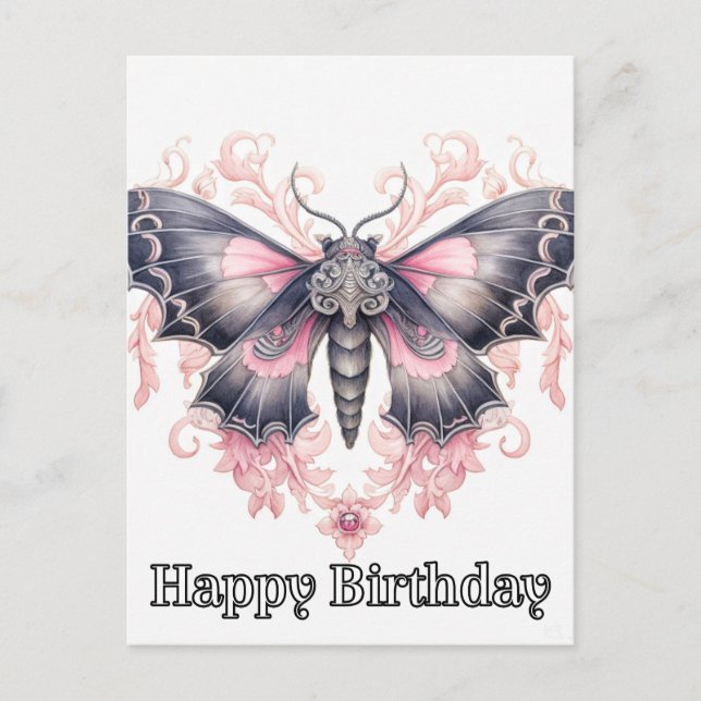 Happy Birthday Majestic Butterfly Illustration Feiertagspostkarte (Vorderseite)