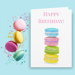 Happy Birthday Makronen Farbige Bleistiftzeichnung Karte