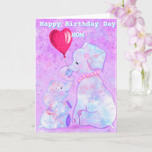 Happy Birthday Mama Card Elephant Mama und Baby Karte