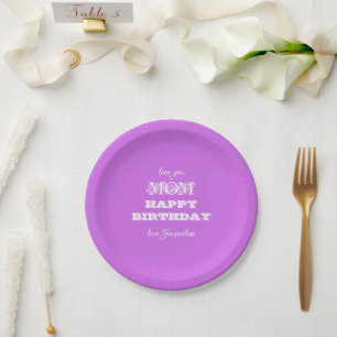 Happy Birthday Mama Chic Script Elegantes Violett Pappteller