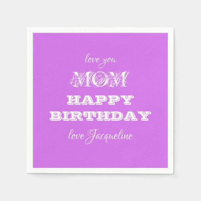 Happy Birthday Mama Chic Script Name Eleganpaper Serviette (Vorderseite)