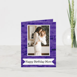 Happy Birthday Mama Foto Lila und weiß Karte