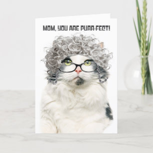Happy Birthday Mama Funny Old Cat mit grauem Haar Feiertagskarte