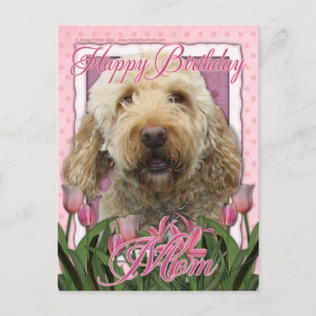 Happy Birthday Mama - Goldendoodle Postkarte (Vorderseite)