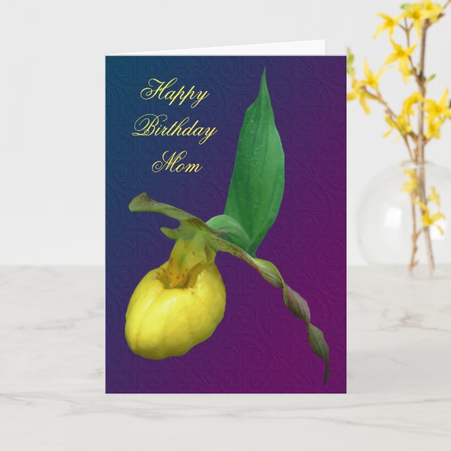Happy Birthday Mama Lady Slipper Blume Card Karte (Gelbe Blume)