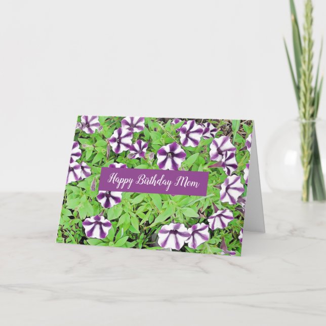 Happy Birthday Mama Lila Petunias Karte (Vorderseite)