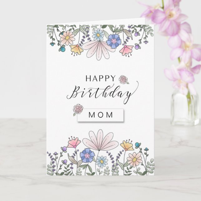 Happy Birthday MAMA mit Watercolor Blume Karte (Orchidee)