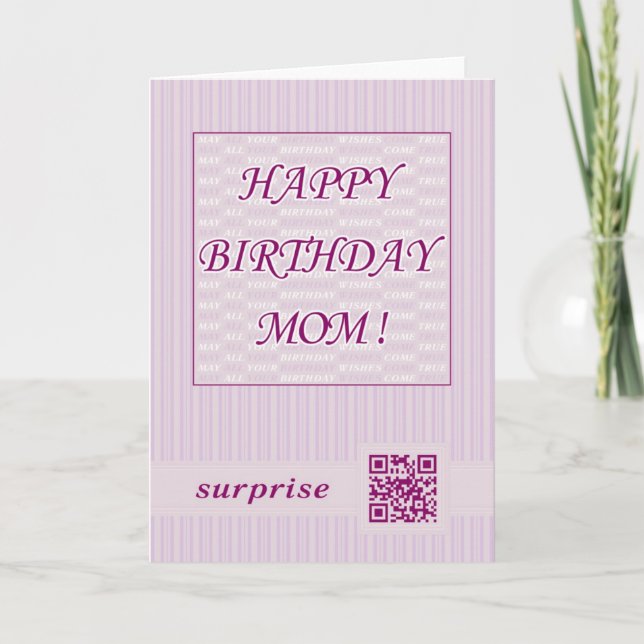 Happy Birthday Mama!QR Code Video Grußkarte Karte (Vorderseite)