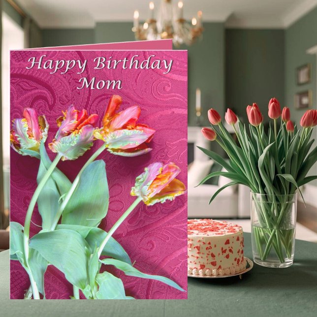 Happy Birthday Mama Vibrany Tulips Card Karte (Von Creator hochgeladen)