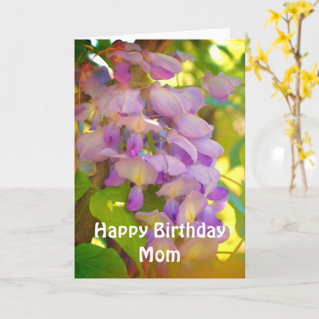 Happy Birthday Mama Wisteria Blume Card Karte (Gelbe Blume)