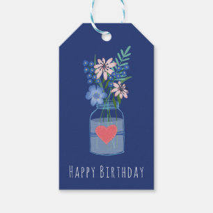 Happy Birthday Masons Jar Floral Geschenkanhänger