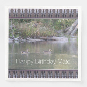 Happy Birthday Mate Designer Duck Paper Napkins Serviette