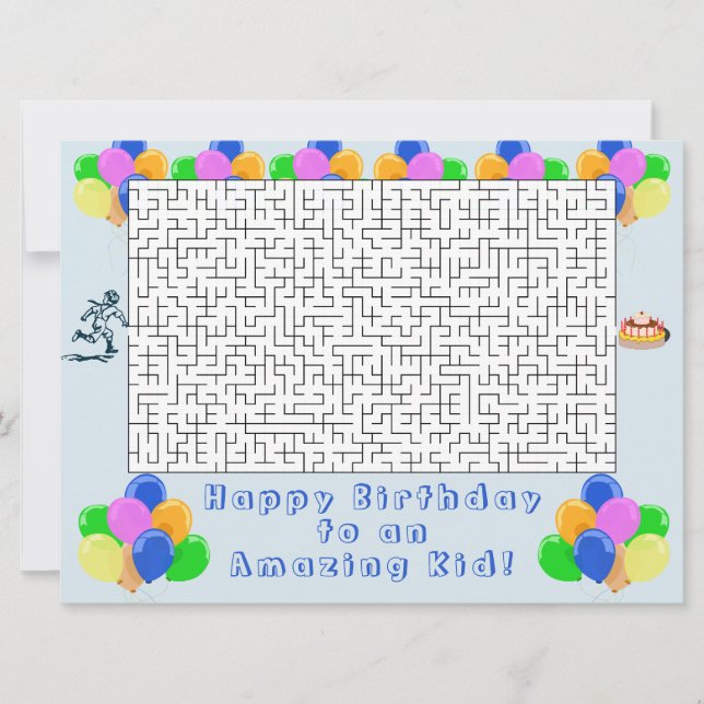 Happy Birthday Maze und Balloons Phantastisch Kid  (Vorderseite)