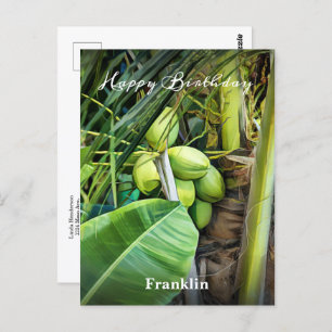 Happy Birthday Men Coconuts Bäume tropische Gewohn Postkarte