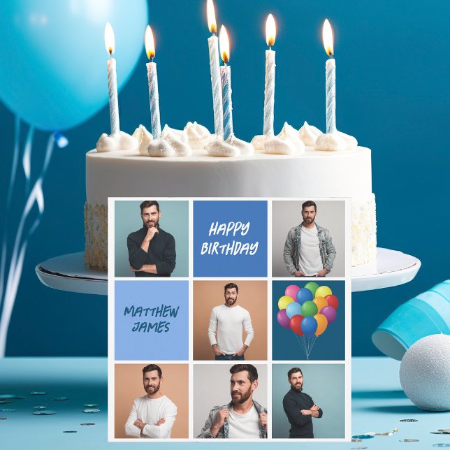 Happy Birthday Mens Foto Collage personalisiert Karte (Von Creator hochgeladen)