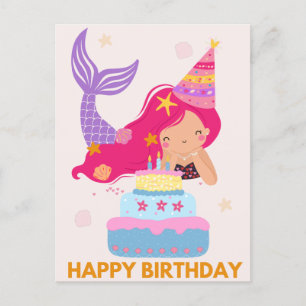 Happy Birthday Mermaid Postcard Postkarte