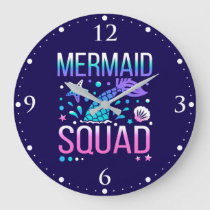 Happy Birthday Mermaid Squad-68296 Große Wanduhr