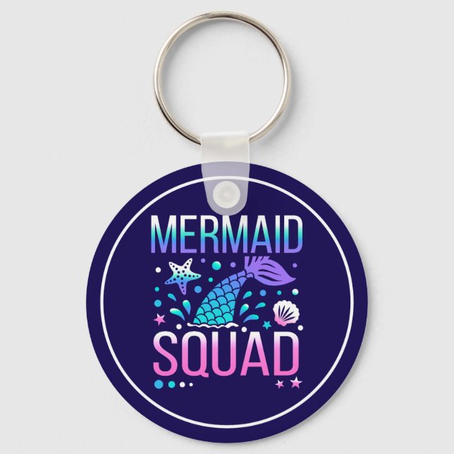 Happy Birthday Mermaid Squad-68296 Schlüsselanhänger (Vorderseite)