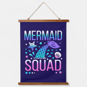 Happy Birthday Mermaid Squad-68296 Wandteppich Mit Holzrahmen