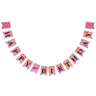 Happy Birthday Message Blume Power Sixties Retro Wimpelkette