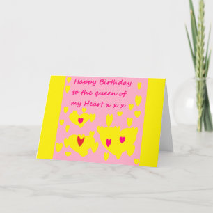 Happy Birthday Message Card gelb Rosa Karte