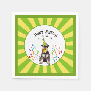 Happy Birthday Miniature Schnauzer Custom Party Serviette