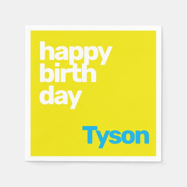 Happy Birthday minimale moderne gelb Serviette (Vorderseite)