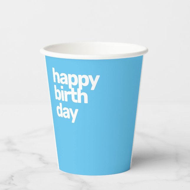 Happy Birthday minimale moderne Party Pappbecher (Vorderseite)