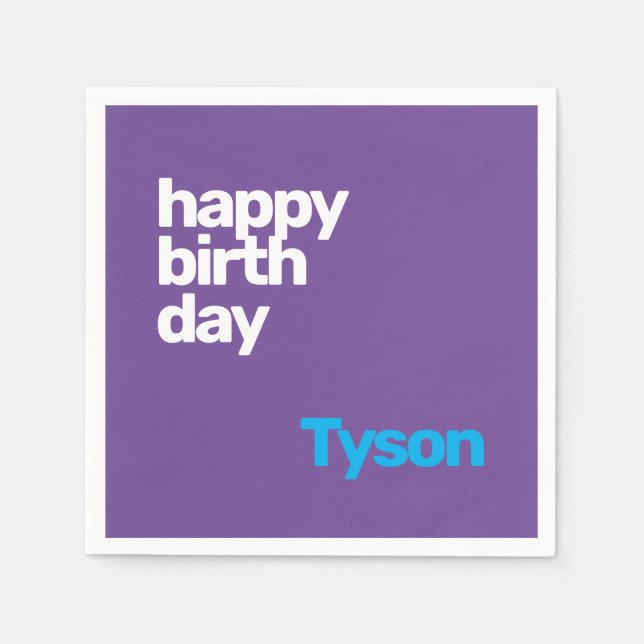 Happy Birthday minimale moderne Party Serviette (Vorderseite)