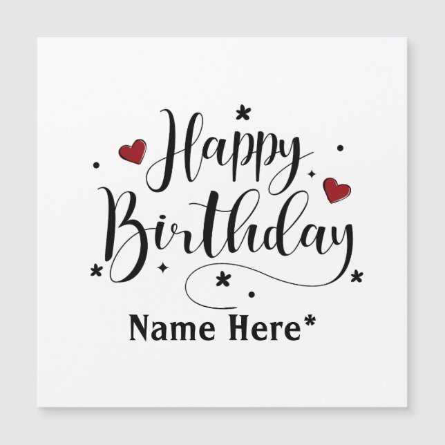 Happy Birthday Minimalistisch Calligraphy Cards Magnetkarte (Vorderseite)