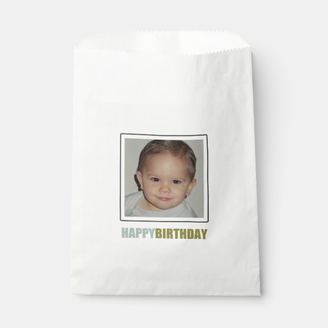 Happy Birthday Minimalistisch Foto Geschenktütchen (Vorderseite)