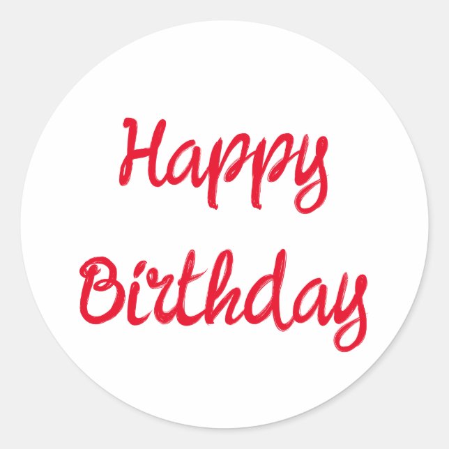 Happy Birthday Minimalistisch Red Trendy Custom Co Runder Aufkleber (Vorderseite)