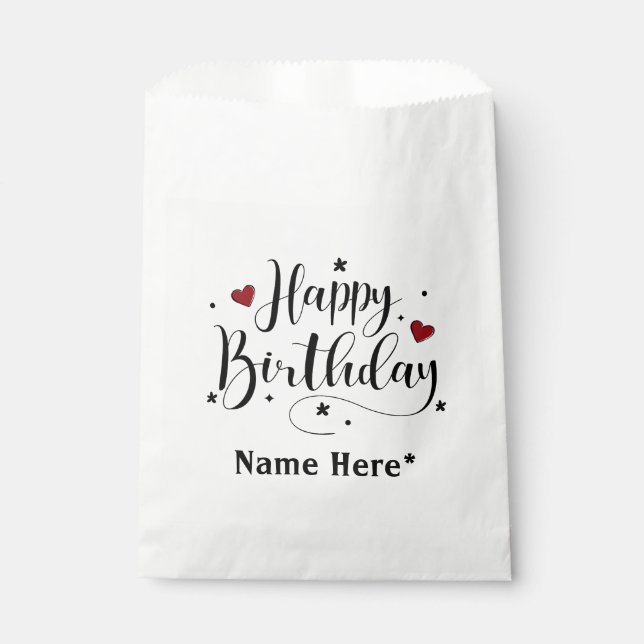 Happy Birthday Minimalistisch Typografie Kalligraf Geschenktütchen (Vorderseite)