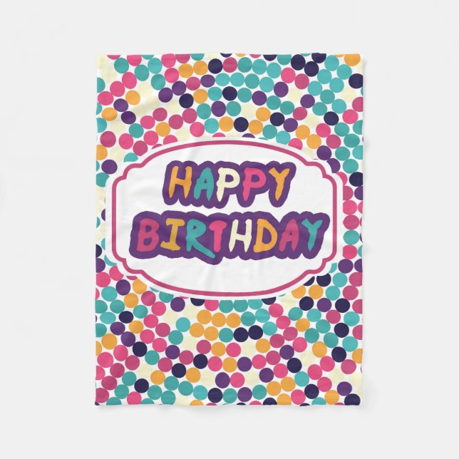 Happy Birthday mit benutzerdefinierten Text roten  Fleecedecke (Vorderseite)