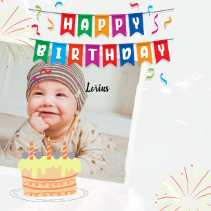 "Happy BirthDay" mit dem Minimalwert Ihres Namens Quadratischer Aufkleber