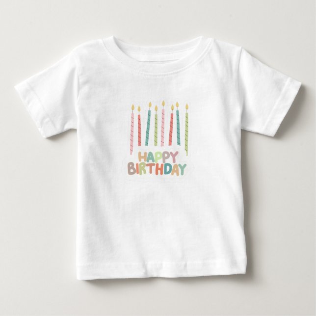 Happy Birthday mit Kerzen T-Shirt (Vorderseite)