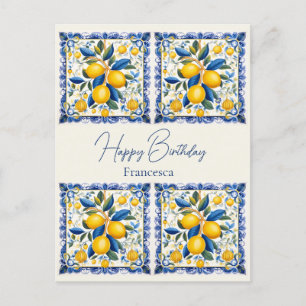Happy Birthday Mit Namen 💛 💚 Schönes Azulejo Postkarte