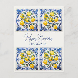 Happy Birthday Mit Namen 💛 💙 Schönes Azulejo Postkarte
