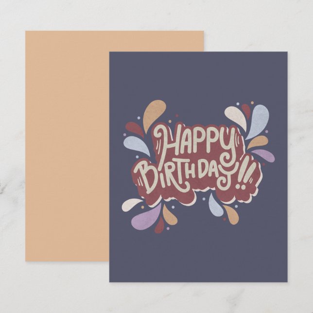 Happy Birthday Mitteilungskarte (Vorne/Hinten)