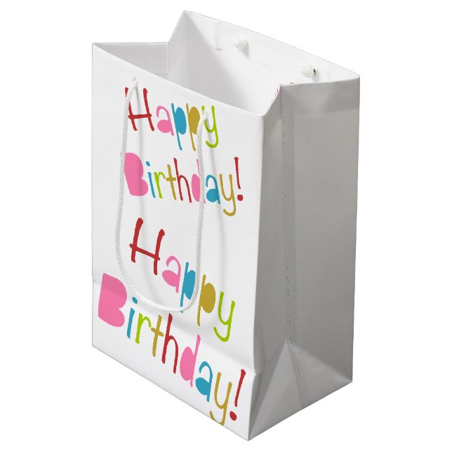 Happy Birthday Mittlere Geschenktüte (Vorderseite Schrägansicht)